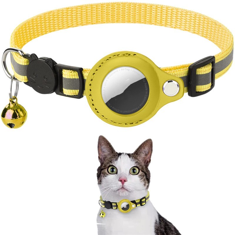 Collier pour Chien/Chat avec AirTag, Clochette et Bandes réfléchissantes