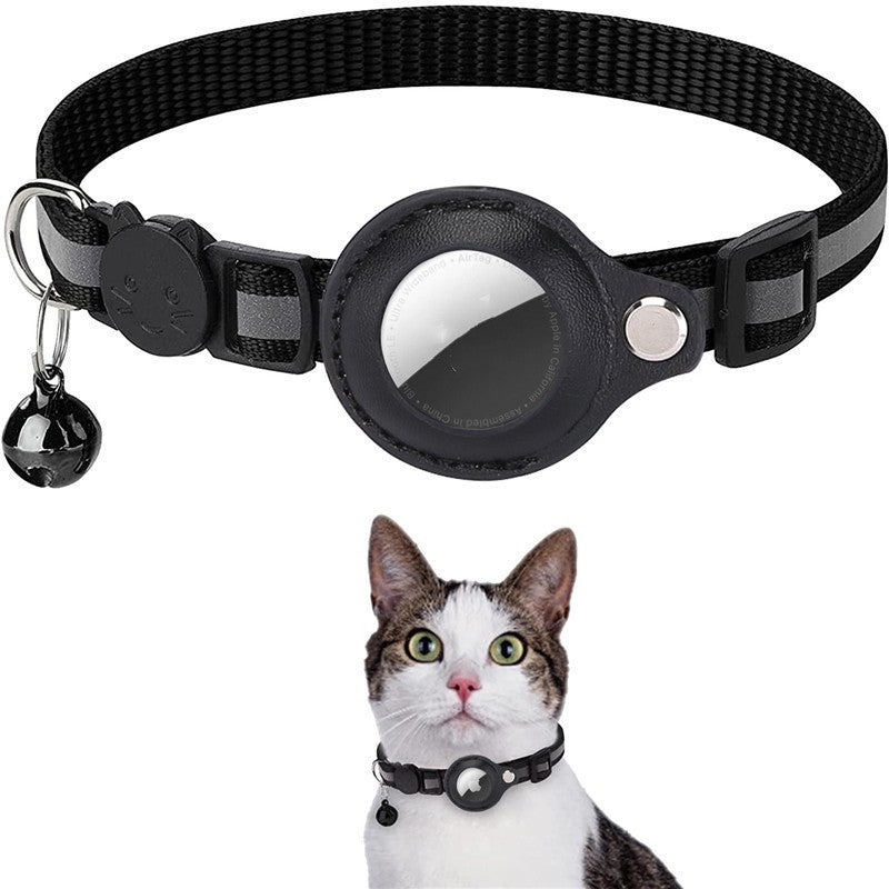 Collier pour Chien/Chat avec AirTag, Clochette et Bandes réfléchissantes