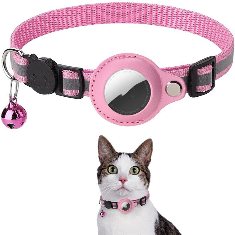 Collier pour Chien/Chat avec AirTag, Clochette et Bandes réfléchissantes