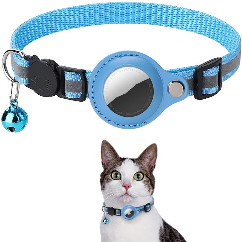 Collier pour Chien/Chat avec AirTag, Clochette et Bandes réfléchissantes