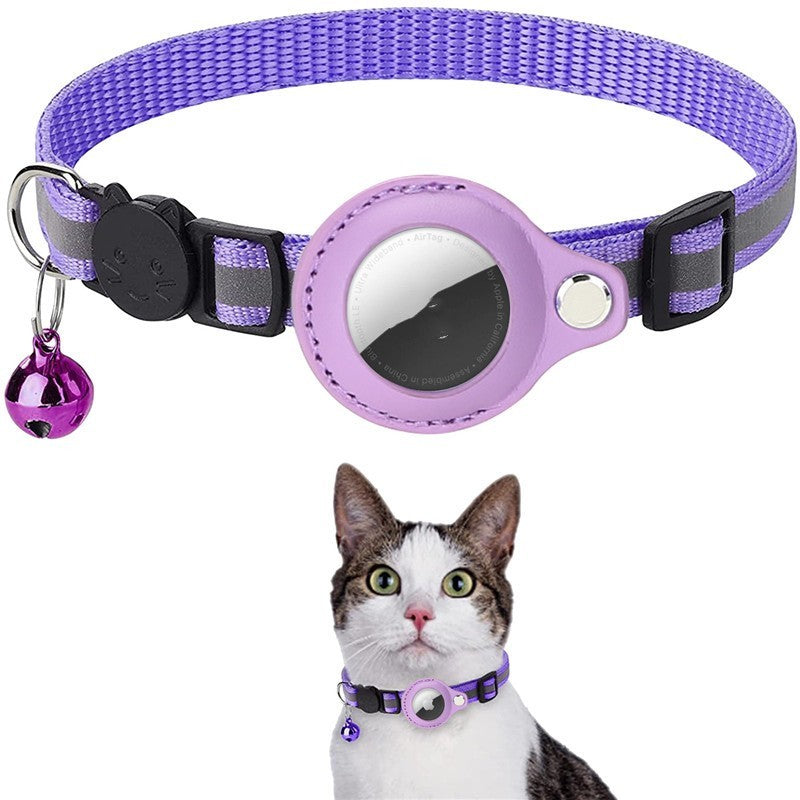 Collier pour Chien/Chat avec AirTag, Clochette et Bandes réfléchissantes