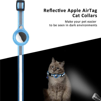 Collier pour Chien/Chat avec AirTag, Clochette et Bandes réfléchissantes